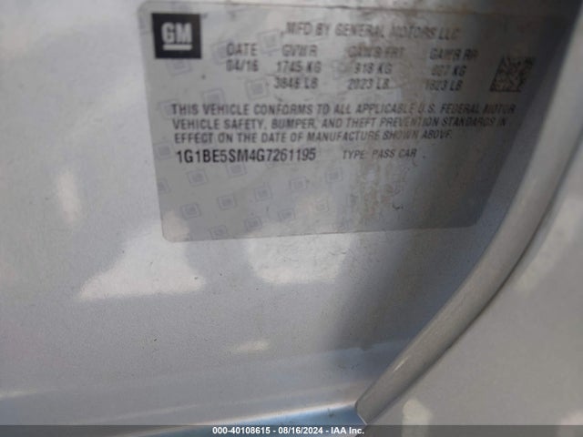 Chevrolet Cruze Lt Auto 2016 1G1BE5SM4G7261195 Image 9