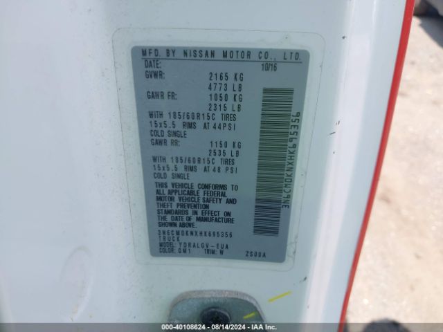 3N6CM0KNXHK695356 Nissan NV200 SV