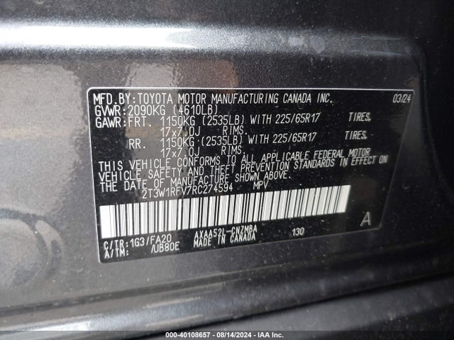 Toyota Rav4 Xle 2024 2T3W1RFV7RC274594 Image 9