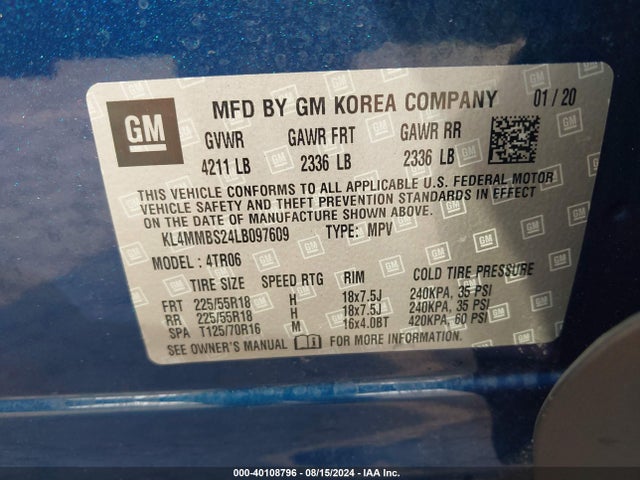 KL4MMBS24LB097609 Buick Encore Gx Fwd Preferred