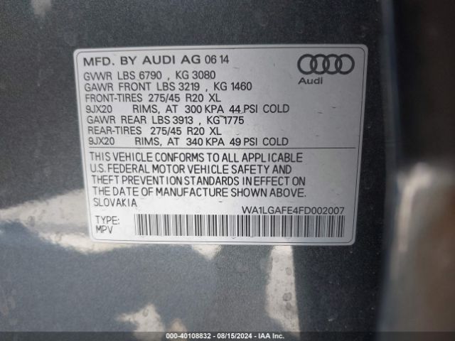 WA1LGAFE4FD002007 Audi Q7 3.0t Premium