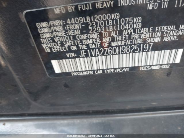 JF1VA2Z60H9825197 Subaru Wrx Sti Limited