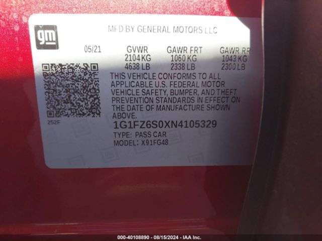 1G1FZ6S0XN4105329 Chevrolet Bolt Euv Fwd Premier