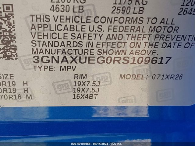 3GNAXUEG0RS109617 Chevrolet Equinox Awd Lt