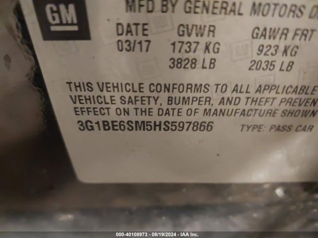 Chevrolet Cruze Lt Auto 2017 3G1BE6SM5HS597866 Image 9