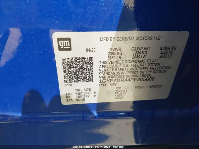 1GYFZDR44PF205609 Cadillac Xt4 Awd Premium Luxury