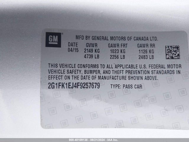 Chevrolet CAMARO 2SS 2015 2G1FK1EJ4F9257679 Image 9