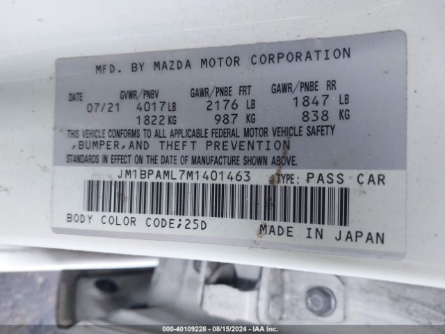 JM1BPAML7M1401463 Mazda Mazda3 Premium