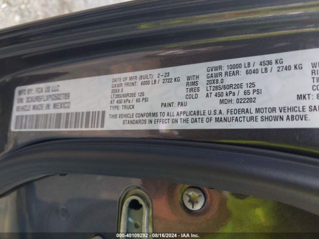 3C6UR5FLXPG502789 RAM 2500 Laramie  4x4 6'4 Box