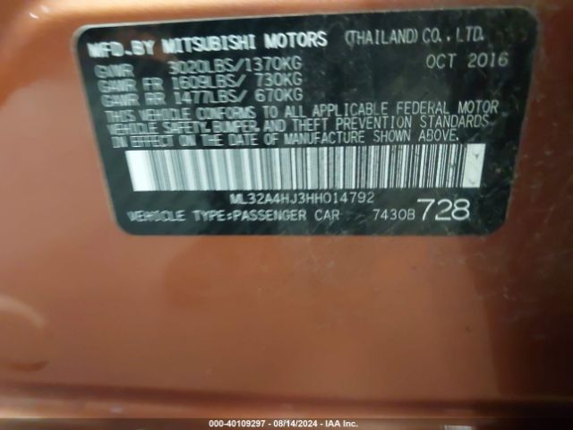 ML32A4HJ3HH014792 Mitsubishi MIRAGE SE