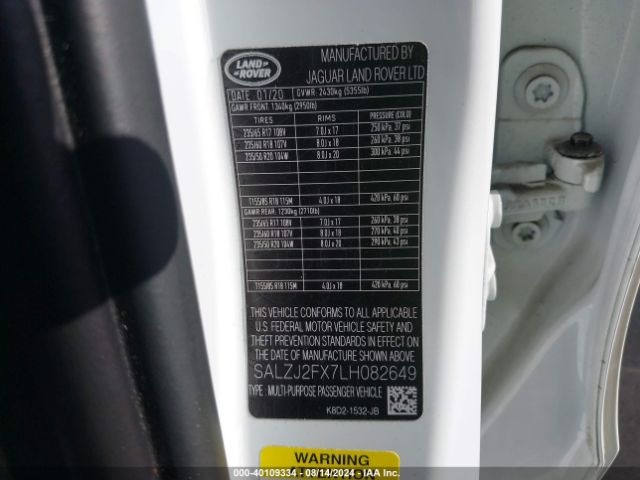 SALZJ2FX7LH082649 Land Rover Range Rover Evoque S