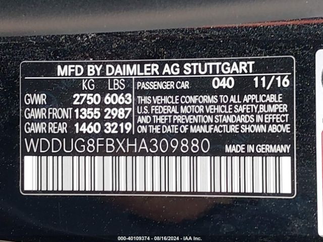 WDDUG8FBXHA309880 Mercedes-Benz S 550 4matic