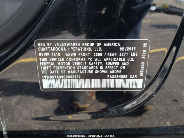 1VWBS7A33GC033732 Volkswagen Passat 1.8t Se