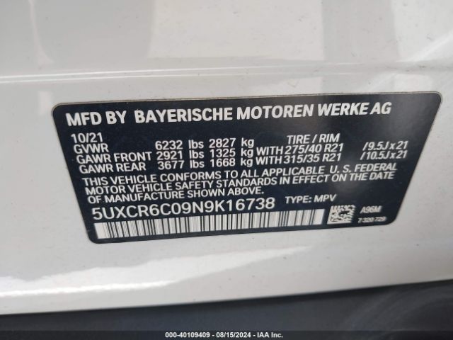 5UXCR6C09N9K16738 BMW X5 Xdrive40i