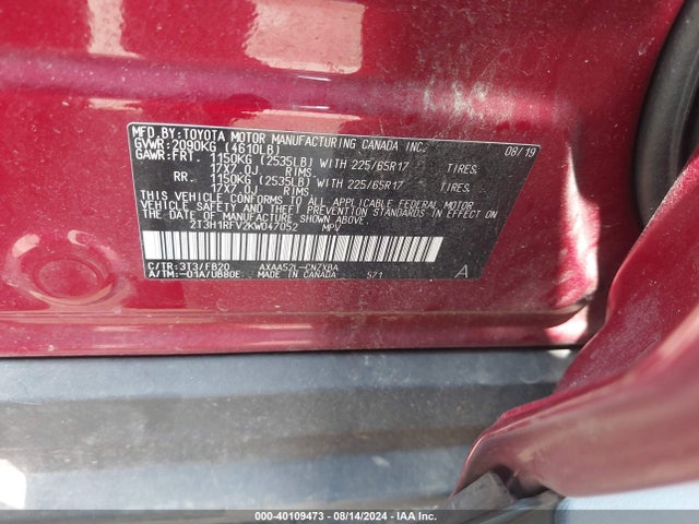 Toyota RAV4 LE 2019 2T3H1RFV2KW047052 Image 9