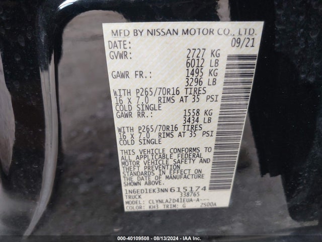 Nissan Frontier S 4x4 2022 1N6ED1EK3NN615174 Image 9