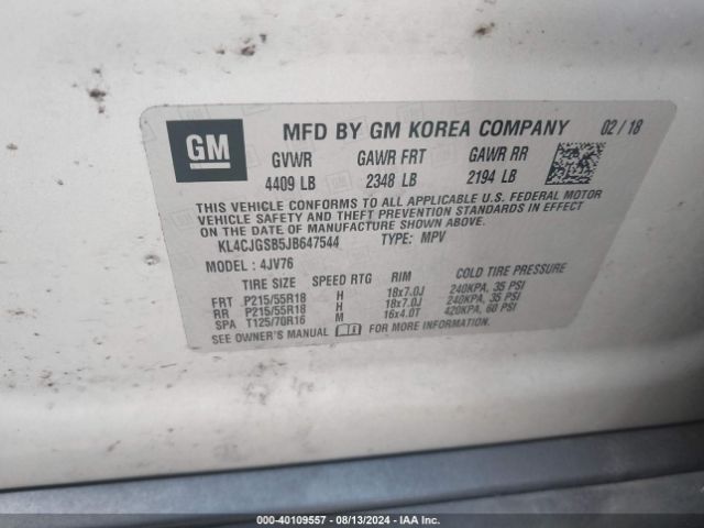 KL4CJGSB5JB647544 Buick Encore Essence