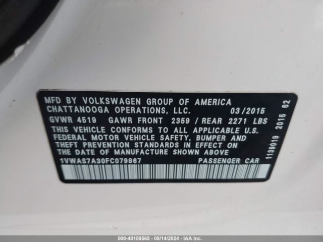 1VWAS7A30FC079867 Volkswagen Passat 1.8t Limited Edition
