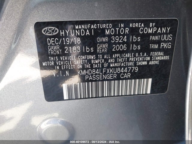 Hyundai Elantra 2019 KMHD84LFXKU844779 Image 22