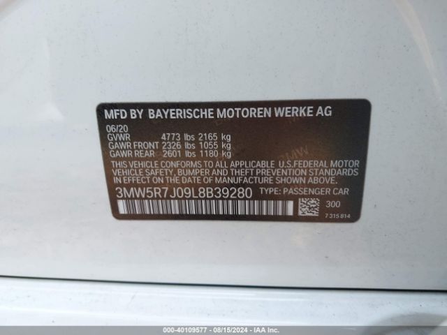 3MW5R7J09L8B39280 BMW 330i Xdrive