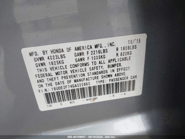Acura ILX 2016 19UDE2F74GA020860 Image 9