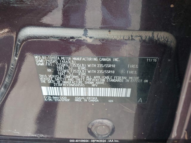 Toyota Rav4 Limited 2017 2T3DFREV3HW568565 Image 9