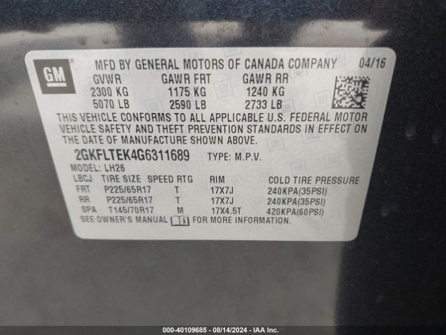 2GKFLTEK4G6311689 GMC Terrain Sle-2