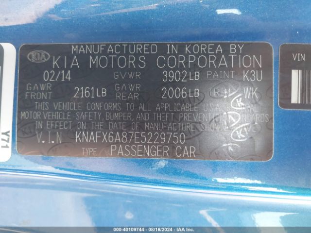 KNAFX6A87E5229750 KIA Forte Koup Ex