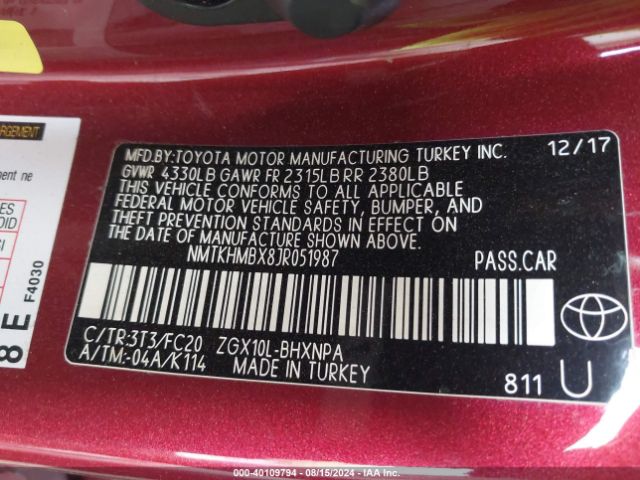 NMTKHMBX8JR051987 Toyota C-hr Xle Premium