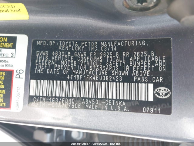 Toyota CAMRY LE 2014 4T1BF1FK4EU382423 Image 9