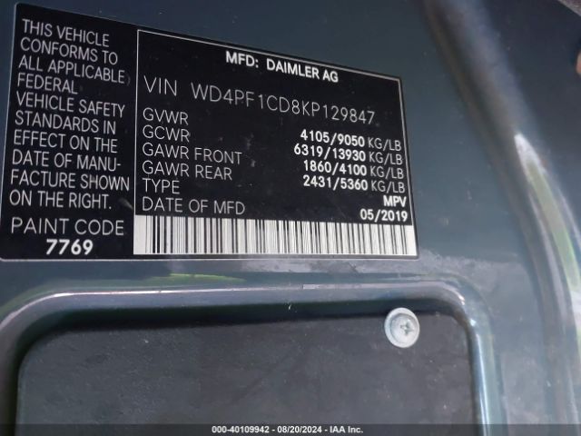 WD4PF1CD8KP129847 Mercedes-Benz Sprinter 2500 High Roof V6
