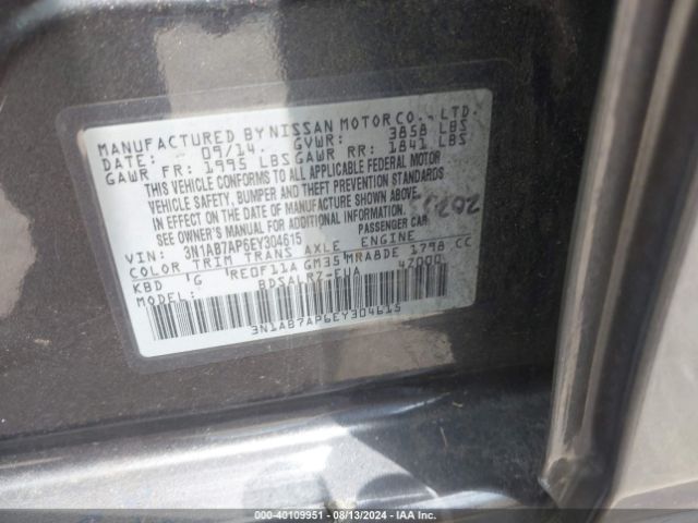 3N1AB7AP6EY304615 Nissan SENTRA SR