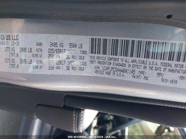 1C4PJMCS4HW601145 Jeep Cherokee Latitude 4x4