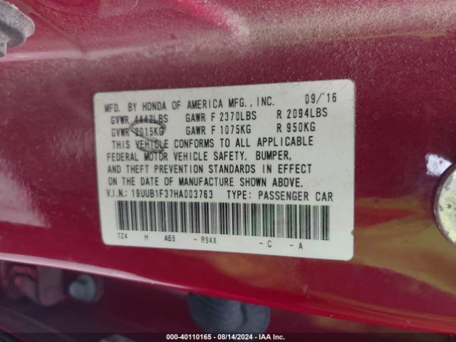 19UUB1F37HA003763 Acura TLX