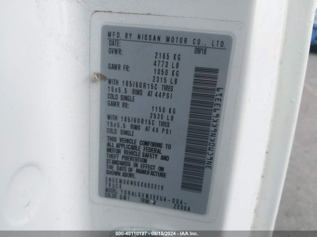 3N6CM0KN6KK693319 Nissan NV200 SV