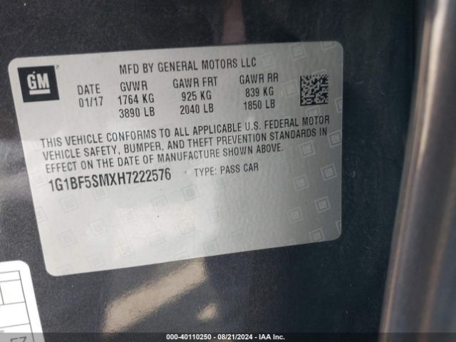 1G1BF5SMXH7222576 Chevrolet Cruze Premier Auto