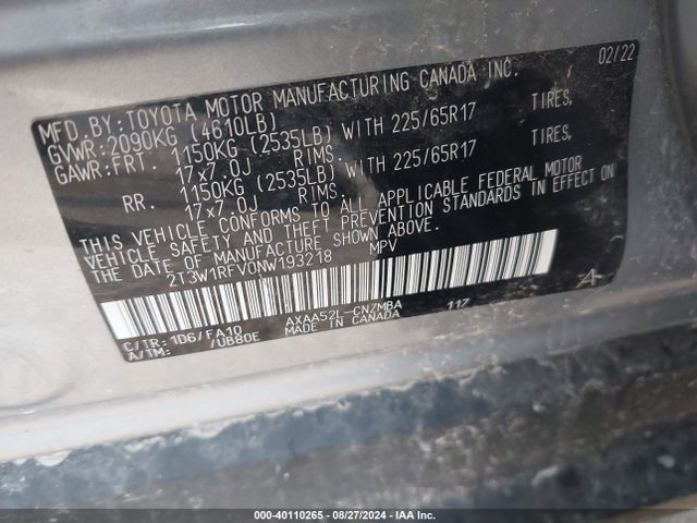 Toyota Rav4 Xle 2022 2T3W1RFV0NW193218 Image 9