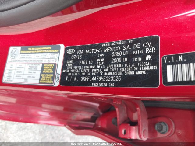 3KPFL4A79HE023526 KIA FORTE S