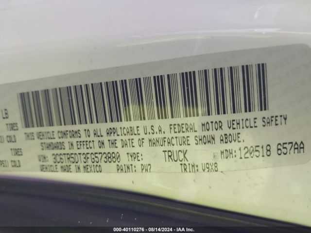 3C6TR5DT3FG573880 RAM 2500 Slt