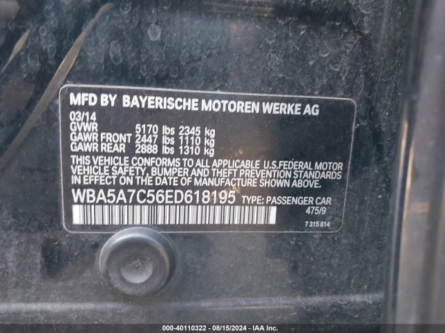 WBA5A7C56ED618195 BMW 528i Xdrive