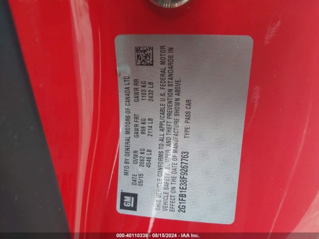 2G1FB1E38F9267763 Chevrolet Camaro 2ls