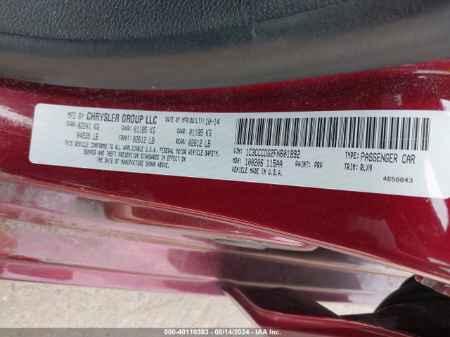 Chrysler 200 S 2015 1C3CCCDG2FN601892 Image 9
