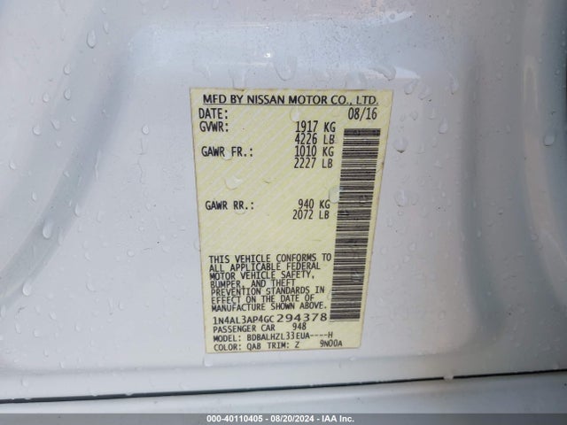 Nissan Altima 2.5 Sr 2016 1N4AL3AP4GC294378 Image 9