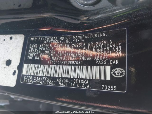Toyota CAMRY SE 2015 4T1BF1FK9FU897080 Image 9
