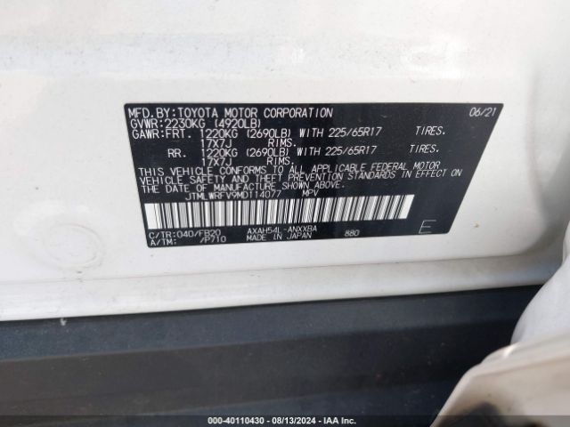 JTMLWRFV9MD114077 Toyota Rav4 Hybrid Le