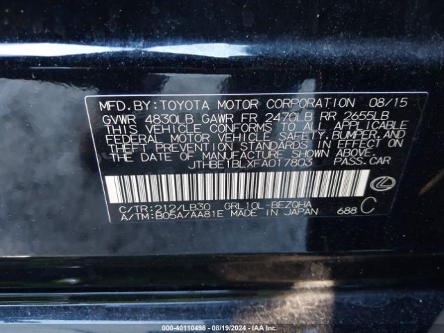 JTHBE1BLXFA017803 Lexus GS 350