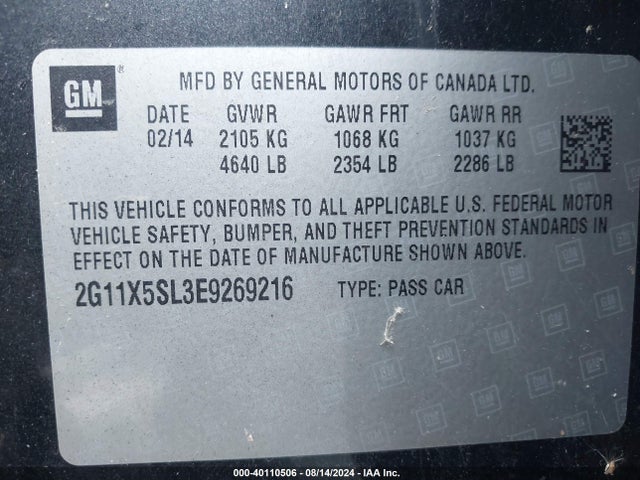 Chevrolet Impala 1fl 2014 2G11X5SL3E9269216 Image 9