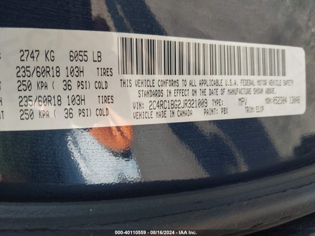 Chrysler Pacifica Touring L 2018 2C4RC1BG2JR321009 Image 9