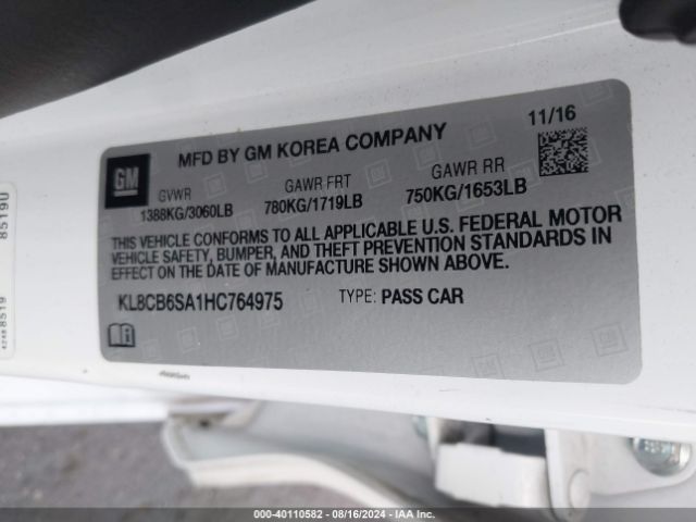 KL8CB6SA1HC764975 Chevrolet Spark Ls Cvt