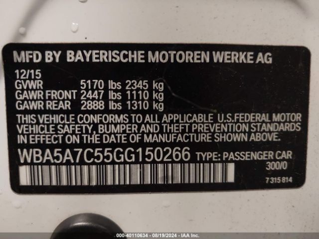 WBA5A7C55GG150266 BMW 528i Xdrive